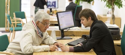 Actividad en una oficina de Triodos. 