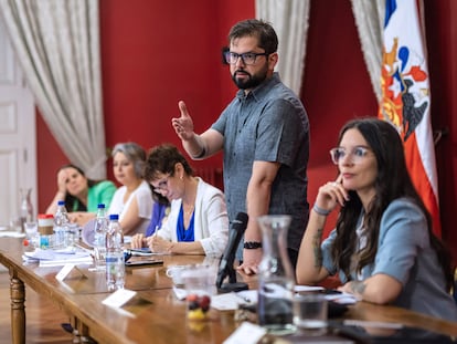 El presidente chileno Gabriel Boric en un consejo de gabinete, en diciembre de 2022.