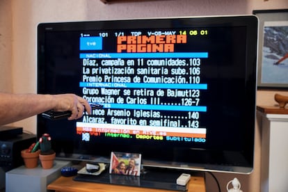 La página con los titulares nacionales, internacionales y deportivos principales del día en el teletexto de RTVE.