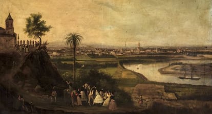 &#039;Sevilla desde San Juan de Aznalfarache&#039;, de Manuel Barr&oacute;n (1850).