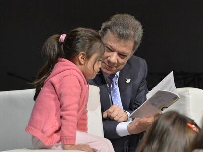 El presidente Juan Manuel Santos en el acto inaugural del Festival Iberoamericano de literatura infantil y juvenil.