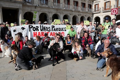 Protesta de dueños de perros por la situación de los parques de Vitoria.