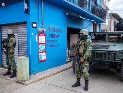 Soldados en un operativo en el municipio de Frontera Comalapa (Chiapas) el 22 de septiembre.