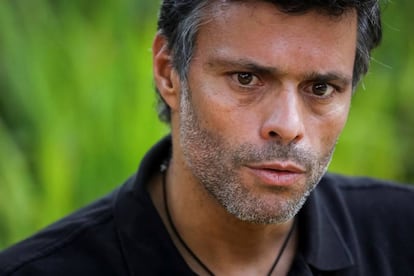 Leopoldo López during his interview with EFE in Caracas.