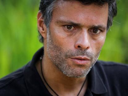 Leopoldo López during his interview with EFE in Caracas.