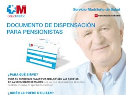 Cartel informativo de Sanidad sobre la tarjeta que evita pagar fármacos por adelantado.