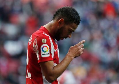 Renan Lodi durante un partido del Atlético de Madrid de esta temporada.