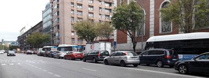 Atascos a la entrada del túnel de Atocha, este miércoles por la mañana.