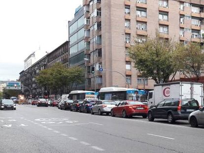 Atascos a la entrada del túnel de Atocha, este miércoles por la mañana. 