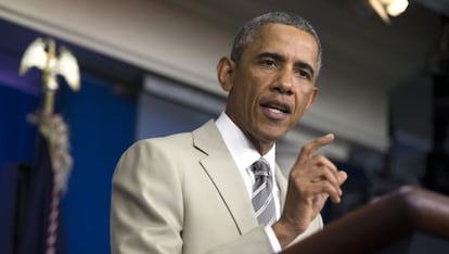 Obama, en la rueda de prensa en la Casa Blanca.