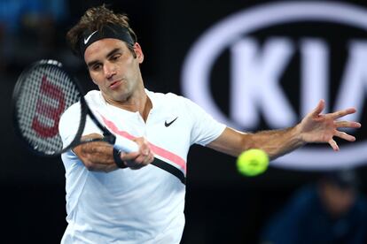 El suizo Roger Federer durante un momento de la final del Open de Australia, el 28 de enero de 2018.