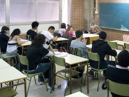 Una aula d'educació secundària en un institut de Barcelona.