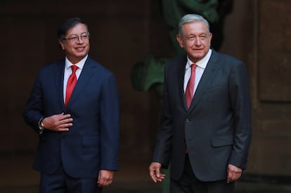Gustavo Petro and Andrés Manuel López Obrador at the National Palace in Mexico City; November 25, 2022.