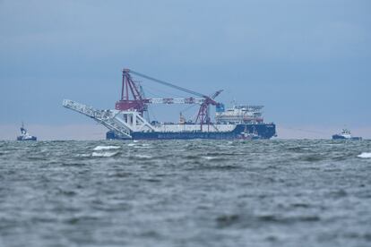 Un buque ruso que participa en la construcción del gasoducto Nord Stream 2, entre Rusia y Alemania.