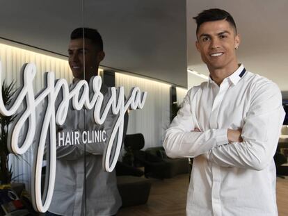 Cristiano Ronaldo, durante la presentación de su clínica capilar en Madrid.