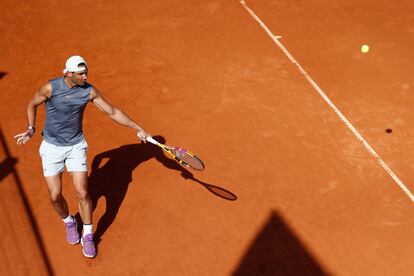 Nadal, durante un entrenamiento en la Caja Mágica de Madrid.