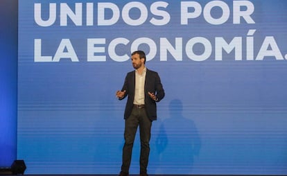 El presidente del PP, Pablo Casado, interviene en la inauguración de la Convención Económica del PP. 