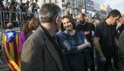 La alcaldesa de Barcelona, Ada Colau, en la manifestación del sábado.