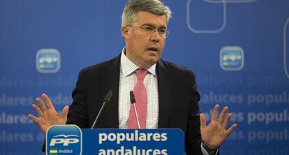 José Enrique Fernández Moya, en la sede del PP.
