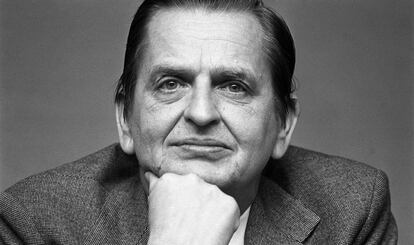 Olof Palme, en entrevista en Madrid con motivo de la celebración del centenario del PSOE, en 1979.