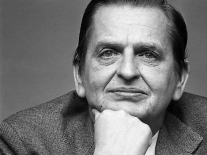 Olof Palme, en entrevista en Madrid con motivo de la celebración del centenario del PSOE, en 1979.