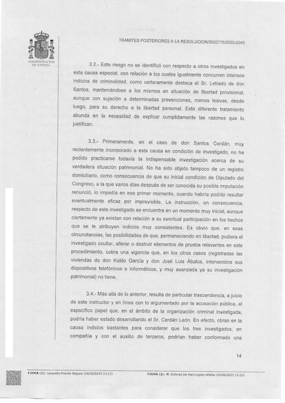 Auto prisión Santos Cerdán