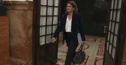 La vicepresidenta para la Transición Ecológica, Teresa Ribera, ayer en el Congreso de los Diputados. 