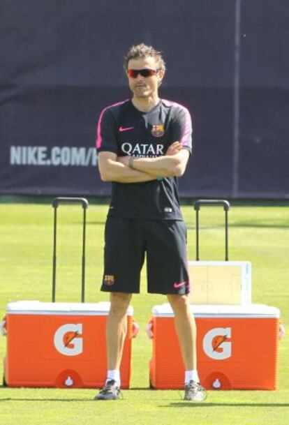 Luis Enrique, durant l'entrenament.