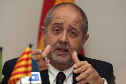 El consejero Felip Puig durante la rueda de prensa en M&eacute;xico.