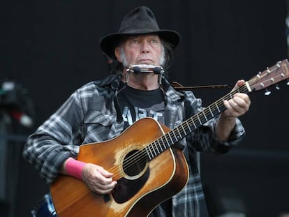 Neil Young durant el seu concert a Madrid al Mad Cool Festival.