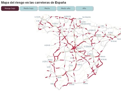Mapa del riesgo en las carreteras españolas