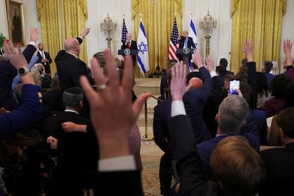 Benjamn Netanyahu y Donald Trump, este martes en la Casa Blanca.  