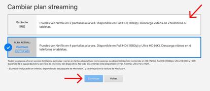Elige un plan alternativo de Netflix.