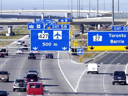 Tráfico en la autopista 407 ETR de Toronto, en Canadá.