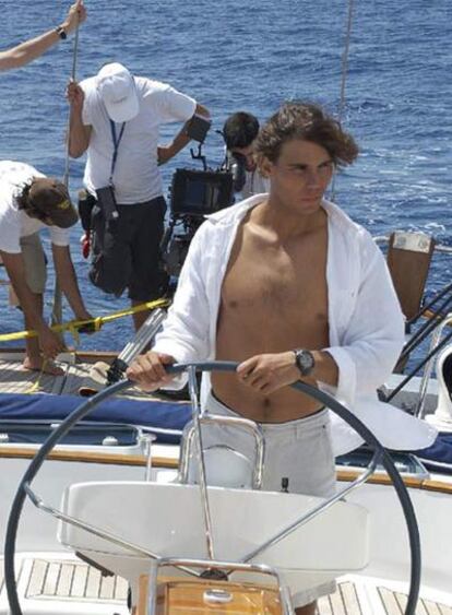 Rafael Nadal rodando un anuncio