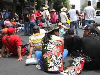 Profesores de la CNTE, en una protesta.
