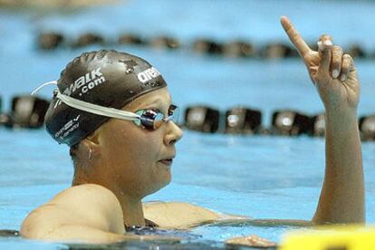 Van Almsick, tras ganar los 200 libres en los Campeonatos de Alemania.