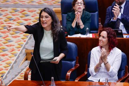 La portavoz de Más Madrid, Manuela Bergerot interviene en el pleno de la Asamblea de Madrid celebrado este jueves.