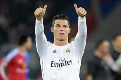 Cristiano celebra su gol ante el Basilea.