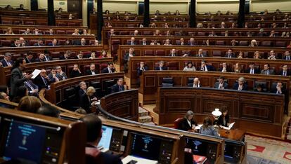 Pablo Iglesias interviene en la sesi&oacute;n de control al Gobierno este mi&eacute;rcoles en el Congreso de los Diputados.