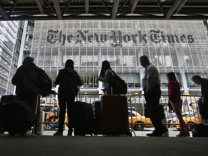 Fachada da sede central do 'The New York Times'.