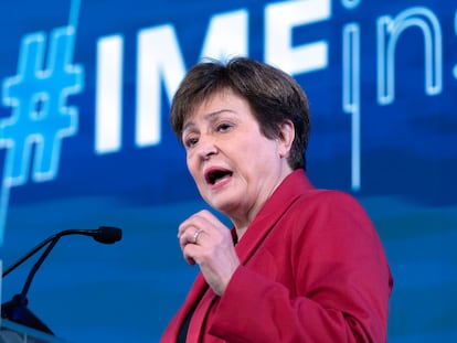 Kristalina Georgieva, directora gerente del FMI, ayer durante una conferencia en Washington.