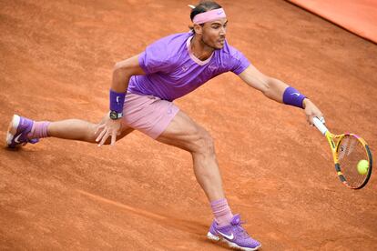 Nadal, durante la final ante Djokovic este domingo.