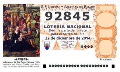 El décimo del segundo premio de la Lotería de Navidad.