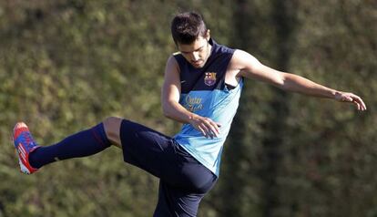 Villa, durante el primer entrenamiento con Vilanova, el 17 de julio.  