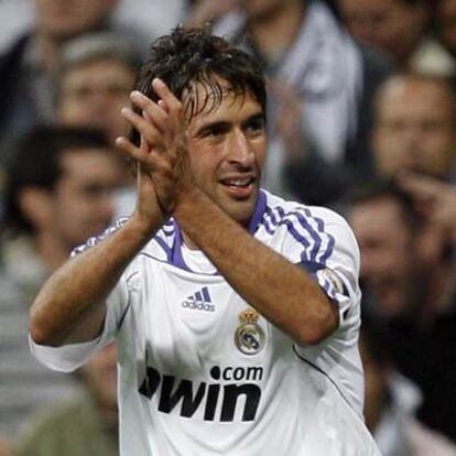 Raúl celebra su gol al Betis, durante la pasada jornada.