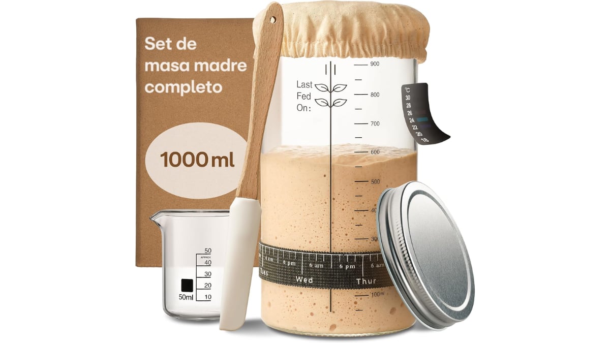 El bote de vidrio tiene una capacidad de 1.000 ml.