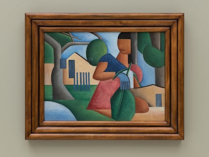 'A caipirinha', a obra de Tarsila do Amaral que vai a leilão por decisão de uma juíza, durante sua exposição pública em uma galeria de São Paulo.