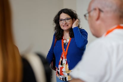 Mónica Oltra en la asamblea de Iniciativa, el primer acto del partido en el que participa tras dimitir.