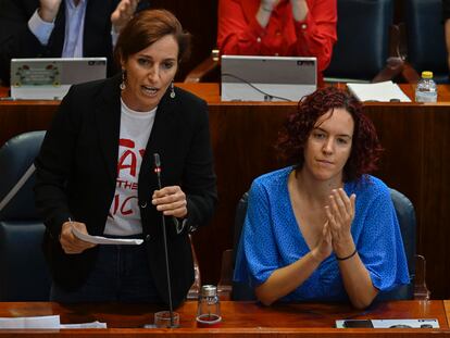 La portavoz de Más Madrid, Mónica García, interviene en un pleno en la Asamblea, el pasado 6 de octubre.